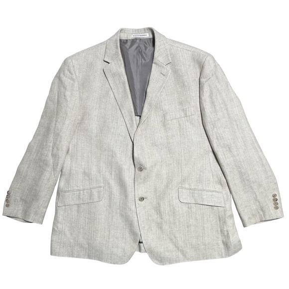 Joseph Abboud Heritage Blazer Mens 50‎ Regular Gray Linen Herringbone 2 Button